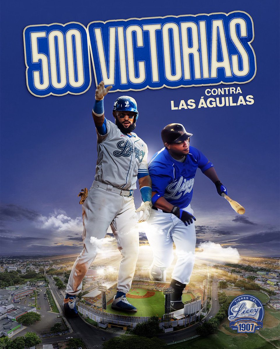 TigresdelLicey's tweet photo. ¡SUBIÓ LA LIBRA… A 500! 🤭😎

Esta noche obtuvimos nuestra victoria 5️⃣0️⃣0️⃣ de por vida frente a las Águilas Cibaeñas. 

#ElGlorioso 💙 https://t.co/gxWVc1TWoO
