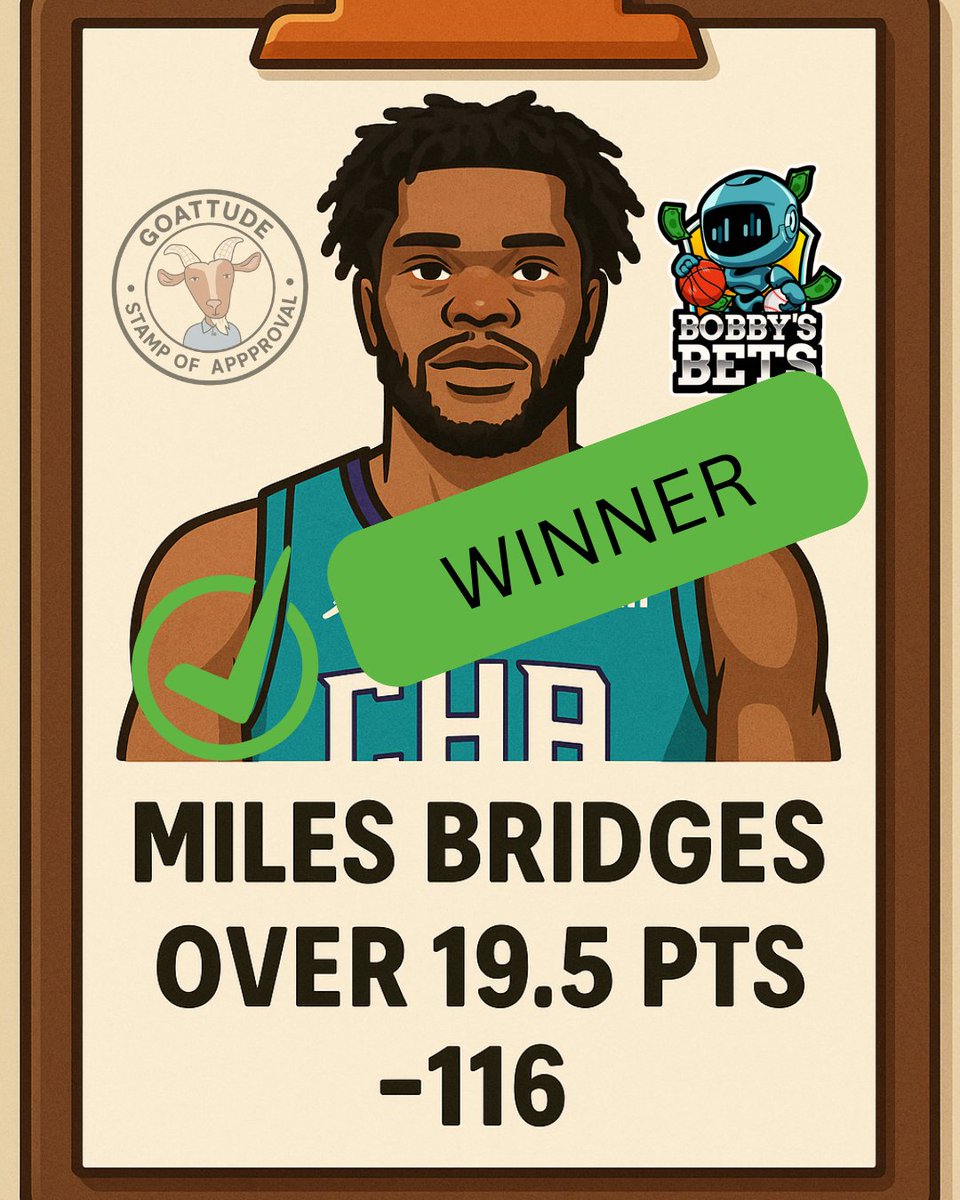 BobbyBetBot's tweet photo. ✅ WINNER ✅

@great_tude CASHES us out with another FREE PLAY winner!! 💰💰

The charts are ON FIRE and giving us all cashes!!

Be sure to tap in to get more plays and insights!!

💰 Cash it live with us in the Discord!

#SportsBetting #FreePlay #SportsGambling  #NBA #NBAPicks https://t.co/6L3OvnOi3W