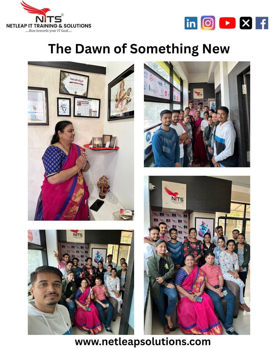 netleap_it's tweet image. NetLeap IT Training &amp;amp; Solutions ✨
With blessings, positivity, and a united team, we step forward toward innovation, growth, and endless possibilities.
Here’s to The Dawn of Something New 🌅🚀
#Netleap #ITtraining #nashik