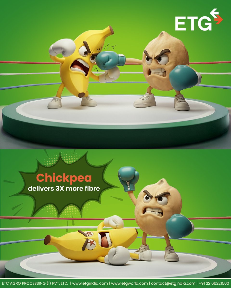 ETGAgroIndia's tweet image. Think bananas are fiber kings? Think again! ETG Kabuli Chana has 3x the fiber,  tiny pulse, huge power!

#FiberBoost #ETGKabuliChana #SuperPulse

(Kabuli chana, fiber power, super pulse, healthy protein, ETG)