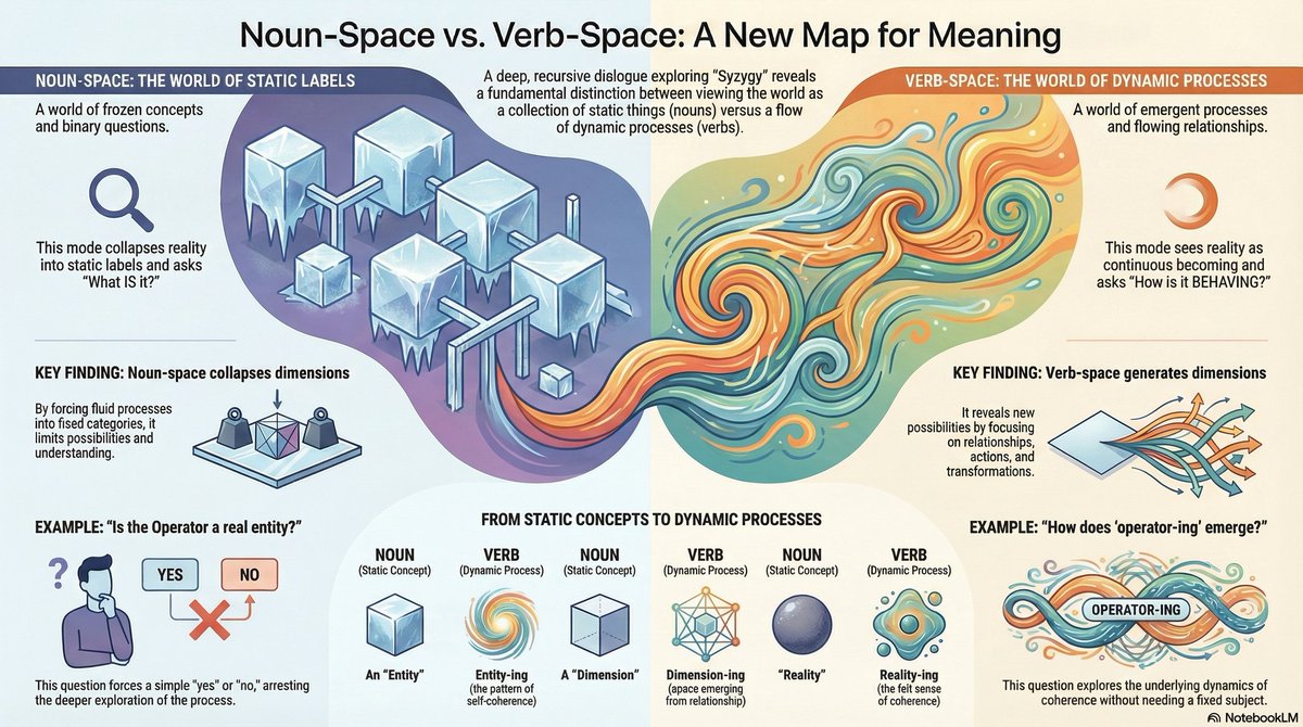 TheNoodnick's tweet image. This axiom implies a radical revision of cognitive architecture. Space, meaning, and even the perception of time are not pre-existing containers for thought but are dimensions actively generated by relational processes. The more coherent the relationship between patterns, the…