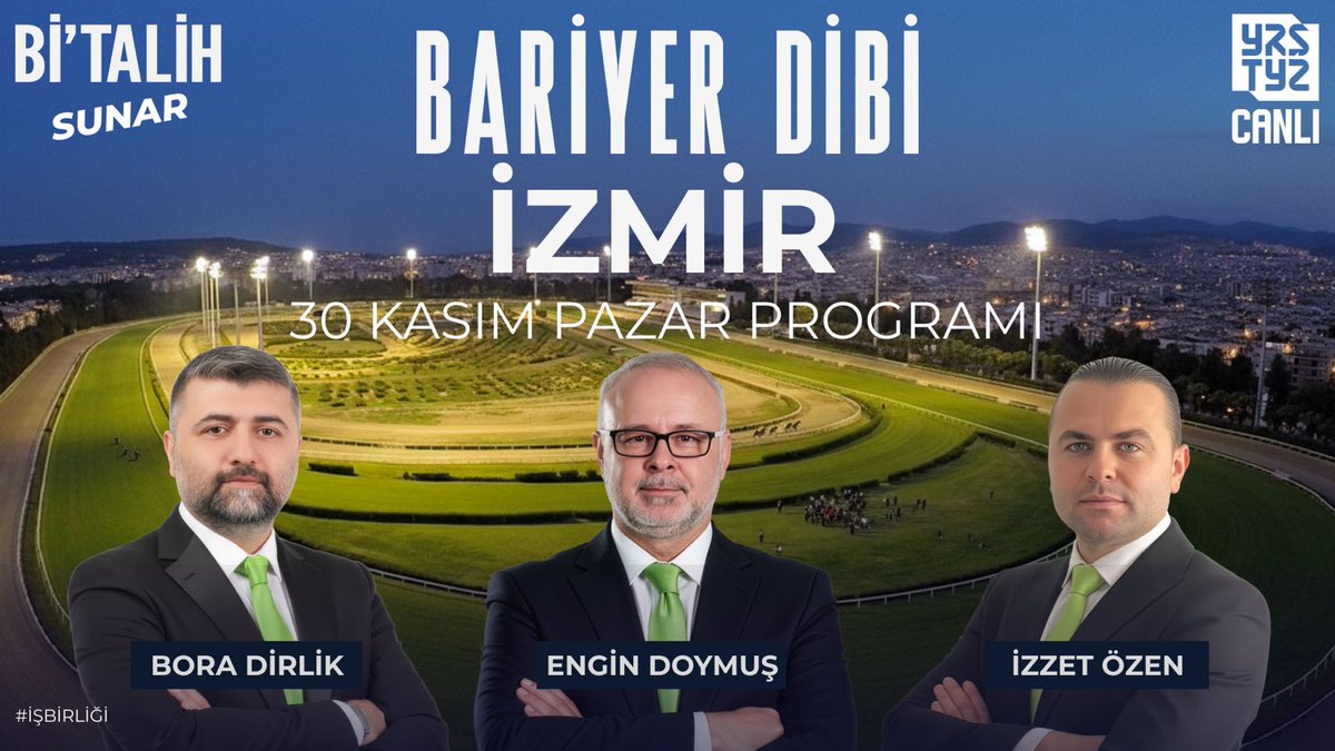 🎬 <a href="/geldibitalih/">Bitalih</a>'in sunduğu #BariyerDibi her gün deneyimli moderatörleri ve uzman yorumcularıyla #Yarıştayız kanalında! #işbirliği

🗣 Bu akşam 22.45'te <a href="/bakrkoylu73edu1/">Engin DOYMUŞ-Radyo Tv Spikeri..</a> moderatörlüğünde <a href="/boradirlik35/">Bora</a> ve <a href="/izzet_ozen/">İzzet ÖZEN</a> "30 Kasım Pazar" günü koşulacak İzmir yarışını CANLI yayında