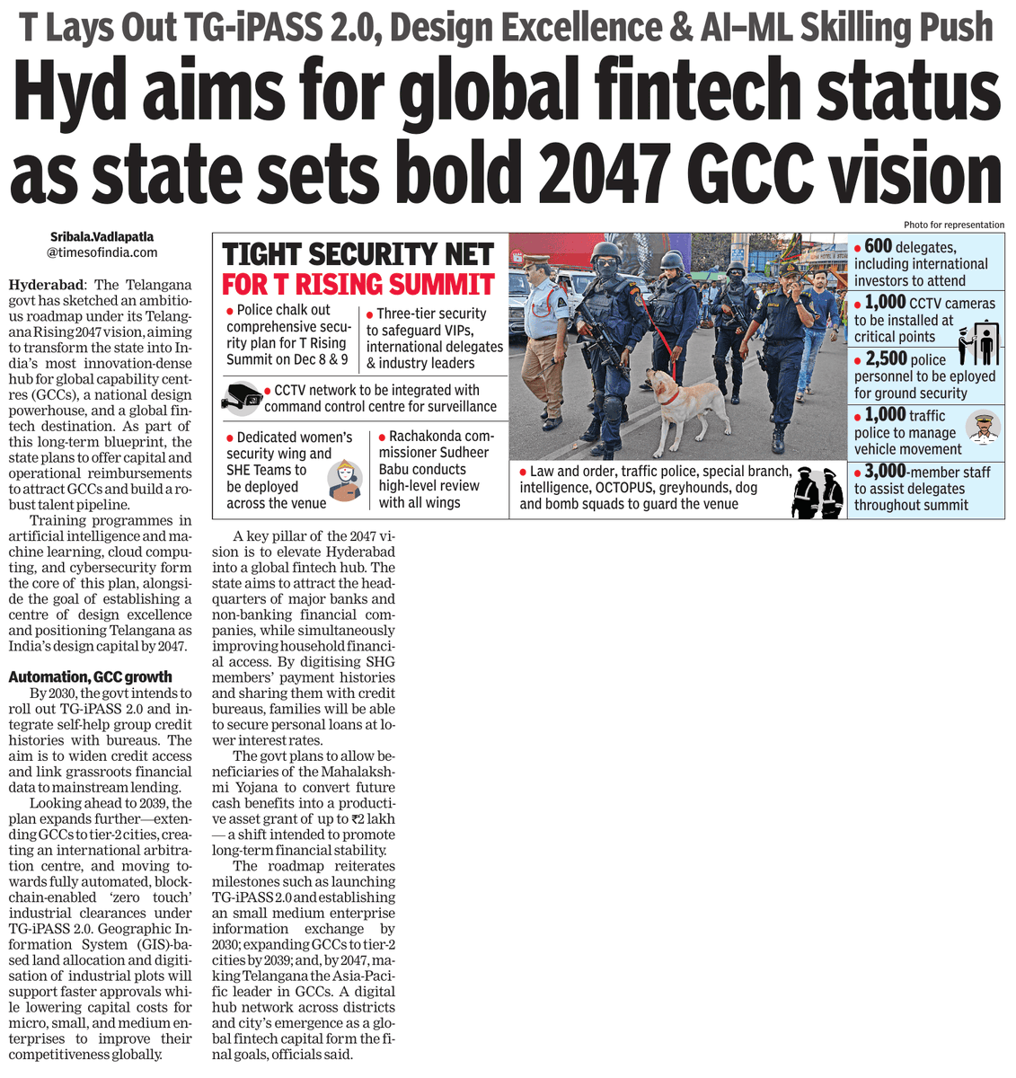 abhinavaduri9's tweet image. #Telangana rolls out #TGIPASS 2.0 🚀

Big 2047 push to make the state the #APAC leader in GCCs, India’s design capital, and a global fintech hub.

AI/ML skilling, zero-touch clearances, GIS land allotment &amp;amp; SHG credit linking to boost jobs, credit access and innovation