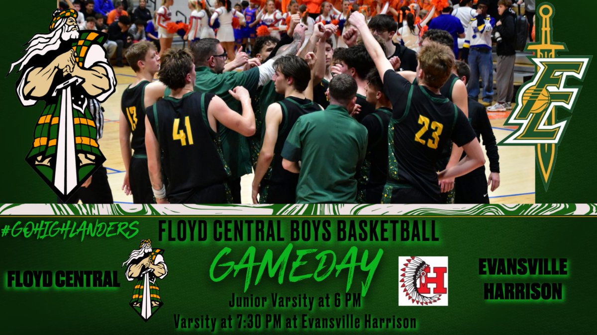 Bringing excitement to Evansville are the Floyd Central Highlanders...💚💛🏀🏀