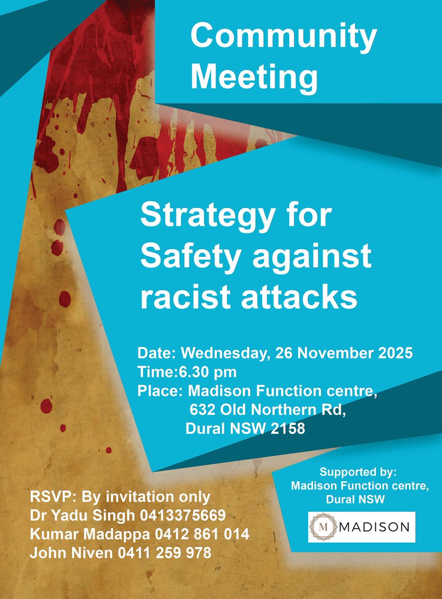 dryadusingh's tweet image. We organised a brainstorming dinner meeting at The Madison Function Centre Dural on Wednesday, 26 November 2025 to discuss the current surge in abuse &amp;amp; attacks of our community members and figure out the strategies to counter them. Since many victims are Indian citizens (PR visa…