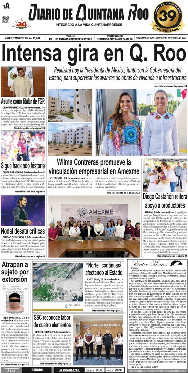 DQROO's tweet photo. **PORTADAS 29 DE NOVIEMBRE**
#DQR #DQRInforma #Enterate https://t.co/cJr3FaXlkB