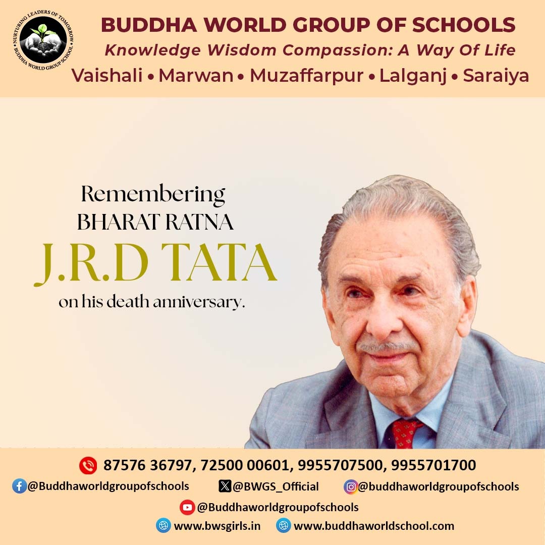 BWGS_Official's tweet photo. Remembering Bharat Ratna J.R.D Tata on his death anniversary. #jrd #tata #JRDTata #bharatratna #death #anniversary #bws #wherelearningisfun @sarikamalhotra2 @TataCompanies https://t.co/WfaRo48d0x