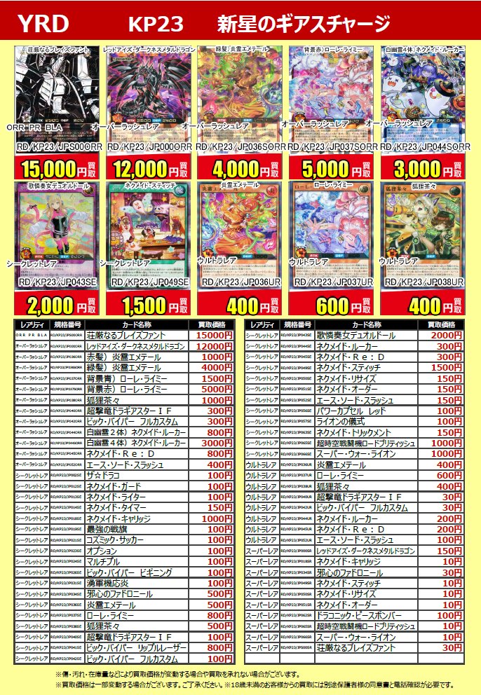 遊戯王 #ラッシュデュエル 最新弾『#新星のギアスチャージ』の買取情報