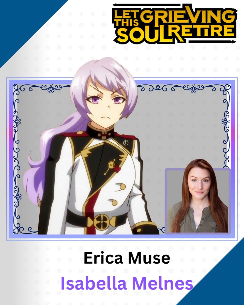 🎉The first 13 episodes drop tomorrow on <a href="/Crunchyroll/">Crunchyroll</a>!! 
You can hear me as Isabella Melnes of the Ark Braves along side the stellar cast! 

Many thanks to the wonderful crew &amp; <a href="/InmanJeremy/">Jeremy Inman</a> for having me 💖

&amp; thank you <a href="/BrandLoVO/">Branden Loera</a> for the image 🥰

#letthisgrievingsoulretire