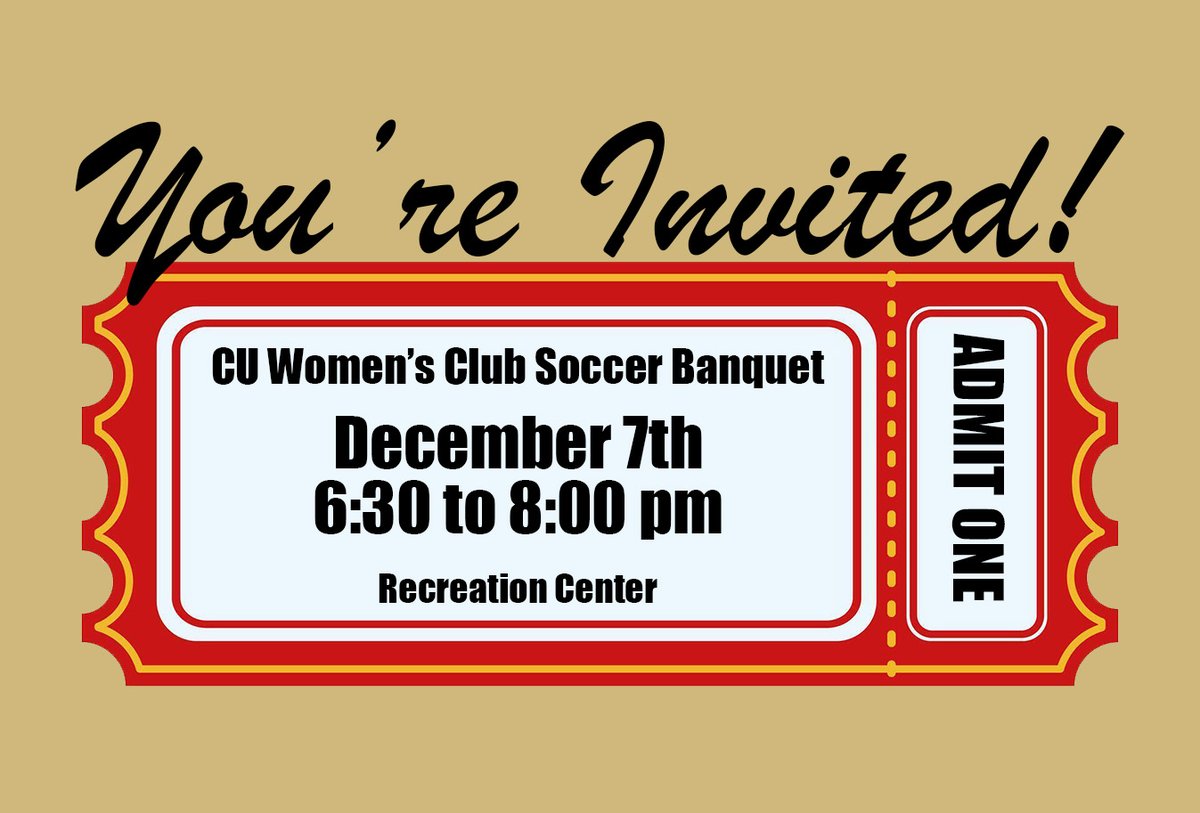CUWomenSoccer's tweet photo. HEY PLAYERS! you're invited to our annual end-of-season banquet! it will be in the first-floor rec room that overlooks the ice rink. dress casual but cute! 💯 https://t.co/oFDFI4llqH