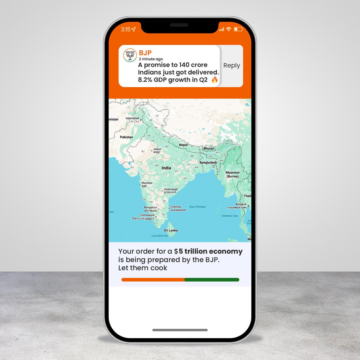 BJPMinMorcha's tweet image. Ding! 📲 India just received the most satisfying notification, 8.2% GDP growth in Q2.

The $5 trillion economy order is officially “being prepared,” and the progress bar is heating up.🔥

Strong reforms, rising confidence, and real delivery on promises. New India is cooking…