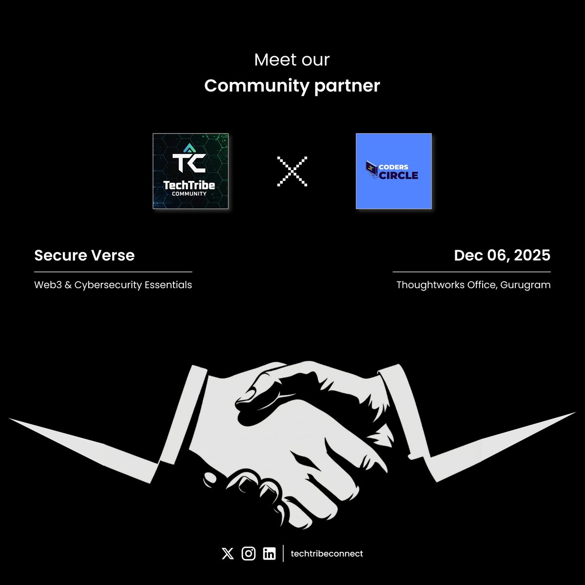 TechTribe_Com's tweet image. 🤝Meet Our Community Partner🤝

Thrilled to join hands with Coders Circle as our Community Partner! Together, we&apos;re bringing you Secure Verse presented by TechTribe ! 🔒🌐

🗓️ Date: 6 December 2025
📍 Venue: ThoughtWorks, Gurgaon
🕒 Time: 9:30 AM – 4:00 PM

#CommunityConnect