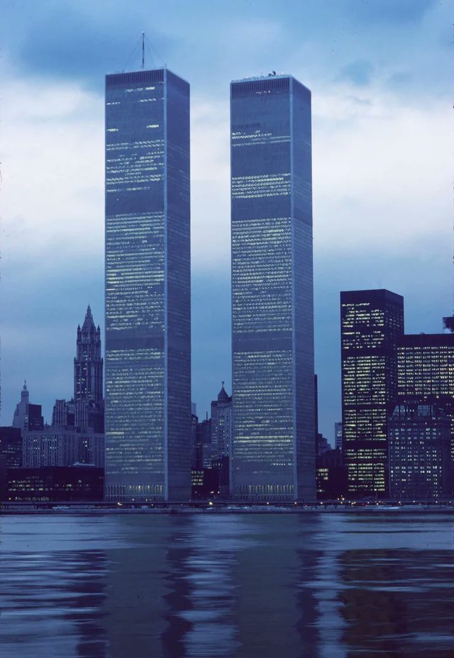 historyinmemes's tweet image. World Trade Center in 1976, before newer buildings obscured the view from the harbor.
