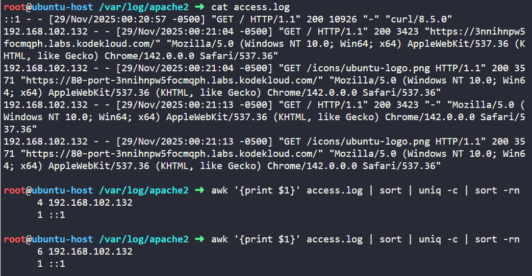deepsecme's tweet photo. Got an interview task to count how many times each IP hit a web server.

No tools, no UI — just Linux. 🐧

This one-liner solves it:

awk '{print $1}' access.log | sort | uniq -c | sort -rn

Master Linux basics. They never stop being useful. ⚡️

#DevOps #Linux #SRE #CommandLine #TechTips