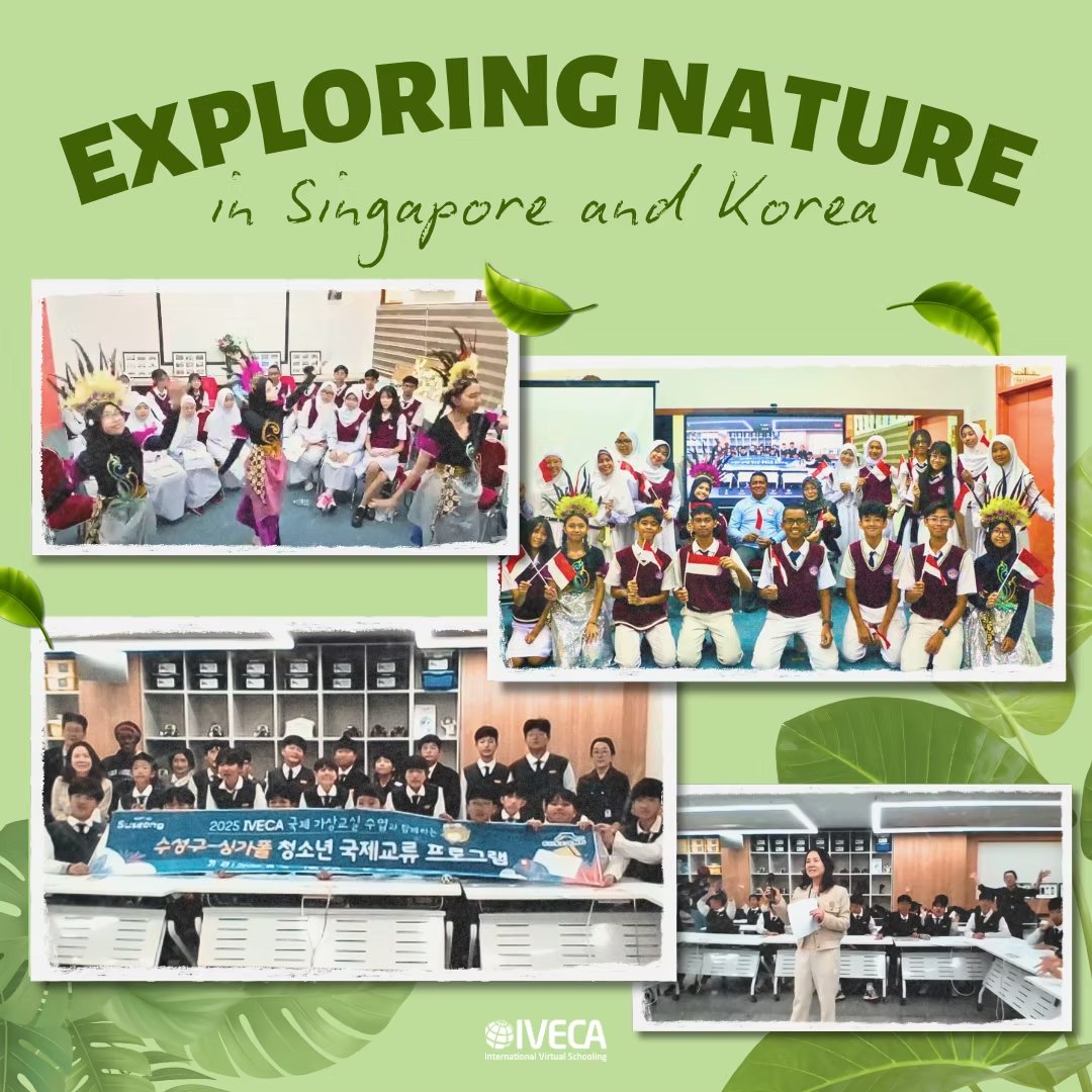 IVECAorg's tweet photo. Students in #Korea & #Singapore celebrated the end of their #IVECA semester with a #LiveClass aimed at fostering cross-cultural exchange under the theme “Exploring Our Natural World", examining how human activities shape the environment. 🌿🦋🦌
Read more 👉https://t.co/YTK1aNJlVG https://t.co/WbngyJqeMR