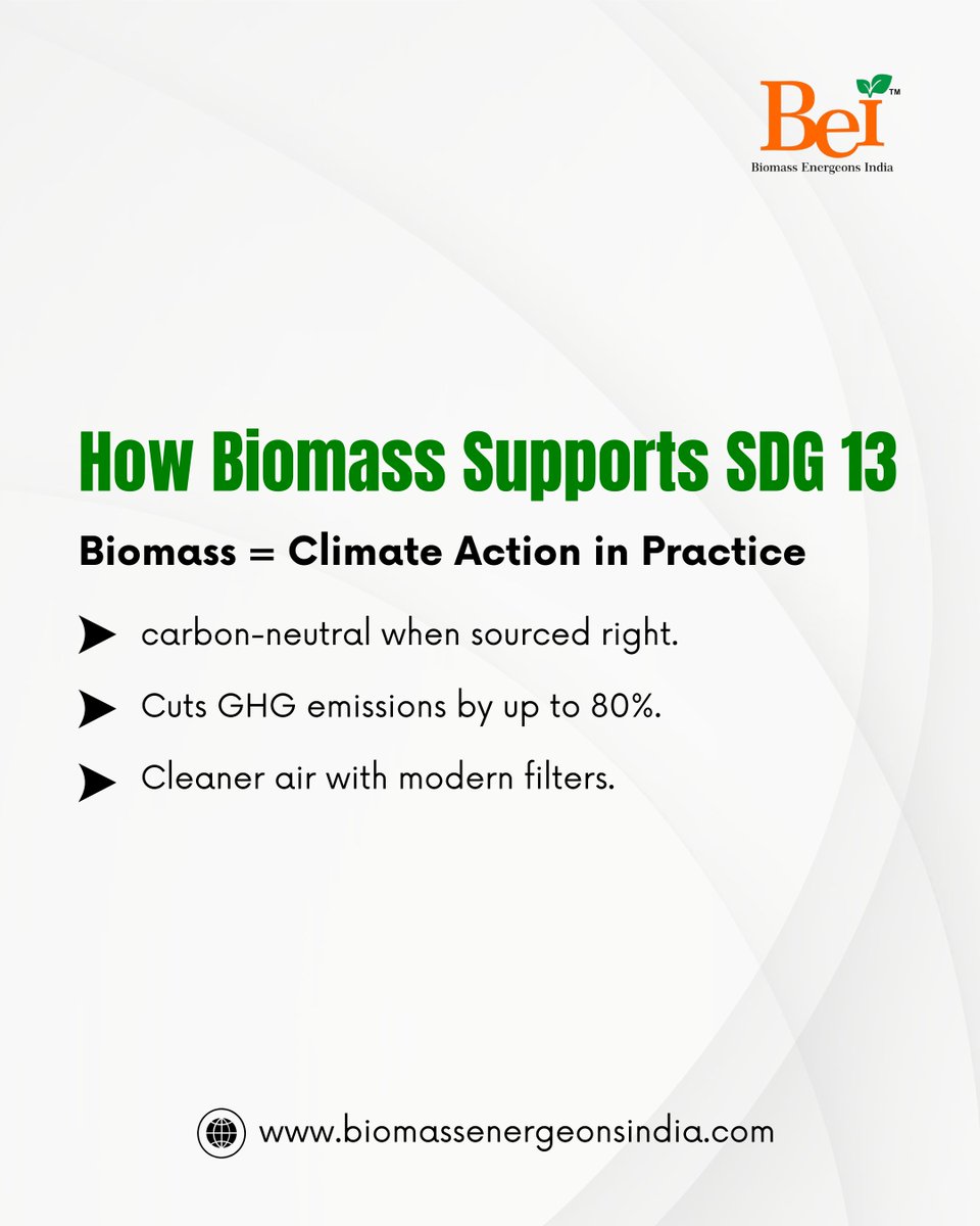 biomass_bei's tweet image. Biomass energy is turning farm waste into clean power, supporting SDG 7 and SDG 13 with affordable energy and real climate action. A smarter choice for people, farmers and the planet. 🌱⚡🌍
#BiomassEnergeonsIndia #SDG7 #SDG13 #ClimateAction #CleanEnergyFuture #Biomass