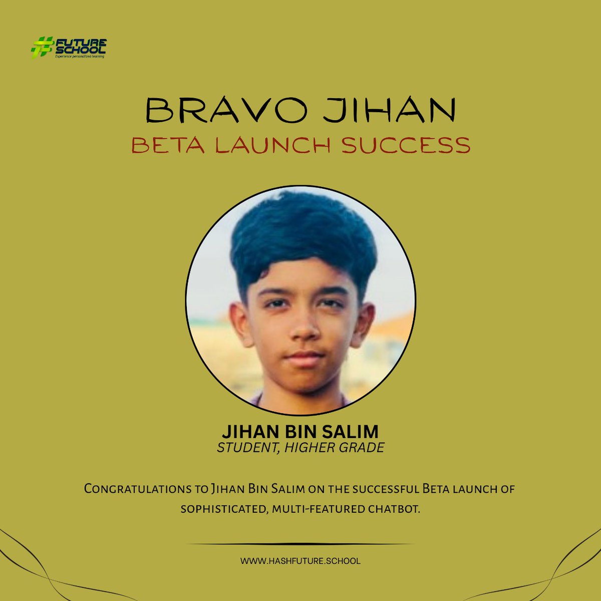 hashfutureed's tweet image. BIG congrats to Jihan Bin Salim on the Beta launch of his multi-featured chatbot! 🤖

He built the login, saved history, and added tons of features. Exceptional technical skill meets real-world application. #FutureSchool #StudentSuccess #Chatbot