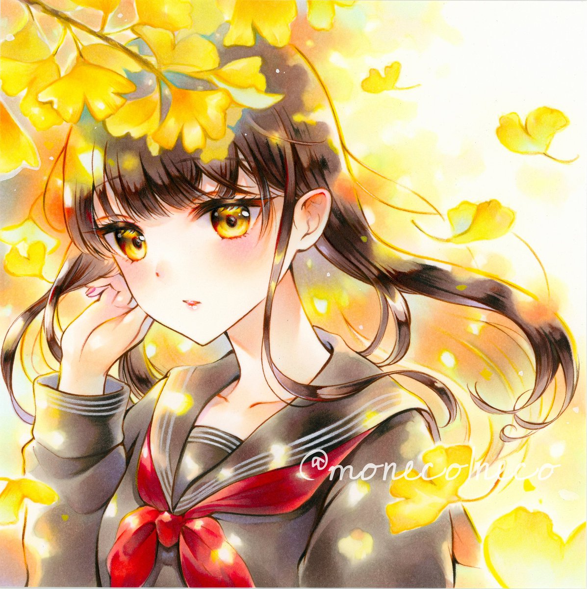 moneco1neco's tweet image. 今年もイチョウ綺麗ですね✨

#イラスト
#コピック