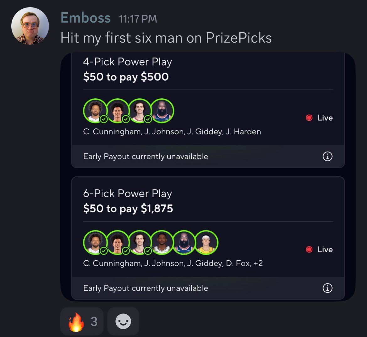 jaredrblock's tweet image. Wins are flowing on Friday night 🤝

✅  Murray over fantasy (top play)
✅  Brunson over PA (ladder)
✅  Nurkic over fantasy / PR
✅  Sarr over PRA
✅  Johnson over fantasy 
✅  SGA over points 

LFG 💪

We move to Saturday 😴 Black Friday plays at the link below ⬇️