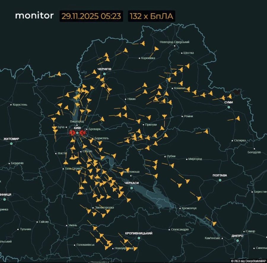 k_c_shivansh's tweet image. Kyiv, Ukraine has been under relentless attack for eight straight hours, as waves of Russian drones and missiles continue to pound the city.

Iranian-made Shahed drones and cruise missiles have been launched in one of the longest sustained strikes on Kyiv in recent months.…