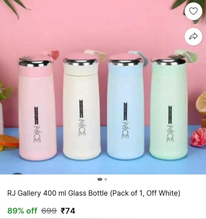 TechyBoostDeals's tweet image. RJ Gallery 400 ml Glass Bottle (Set of 1, Off White) at ₹74

Buy link : extp.in/g1QiON

#Shopsy #RJGallery #WaterBottle