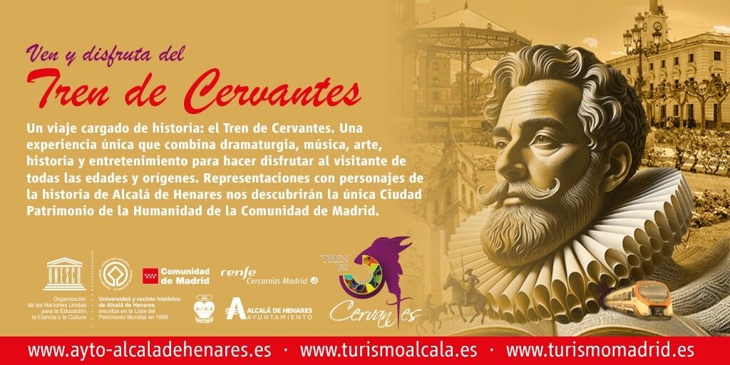 🚆✨ Este no es un tren cualquiera...

Es el #TrenDeCervantes → teatro, música, historia y un viaje directo a Alcalá de Henares 😍

¿Te lo vas a perder? 🎭

Compra tu billete aquí 👉 renfe.com/es/es/inspirat…