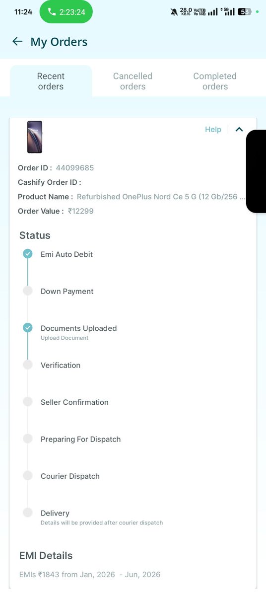 SayOwOndip's tweet photo. @SnapmintEmi I made a payment of 2029 rupees as a down payment but still not showing. Need the status of this order number https://t.co/EfLeKbuNl2