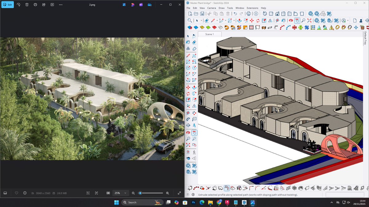 Prastorialfarez's tweet image. Exploring organic geometry and natural materials to create spaces that truly connect with their surroundings.✨
#Archinature #architecture3d #d5