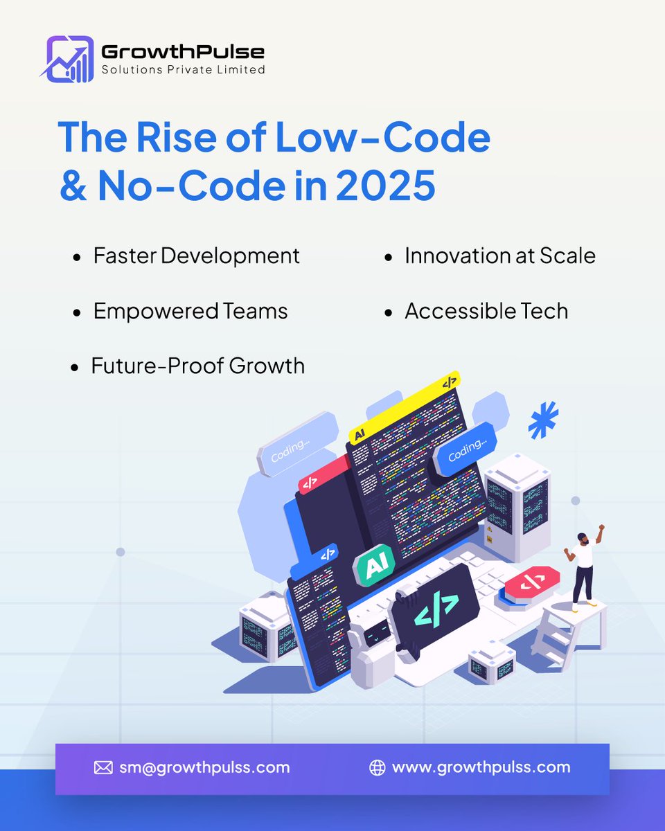 growthpulss's tweet image. In 2025, innovation isn’t who can code - it’s who can create.🚀

Low-code &amp;amp; no-code empower marketers, founders &amp;amp; creators to build ideas now. The future belongs to builders.

🌐 growthpulss.com

#LowCode #NoCode #DigitalInnovation #GrowthpulseSolutions #BuildWithoutCode