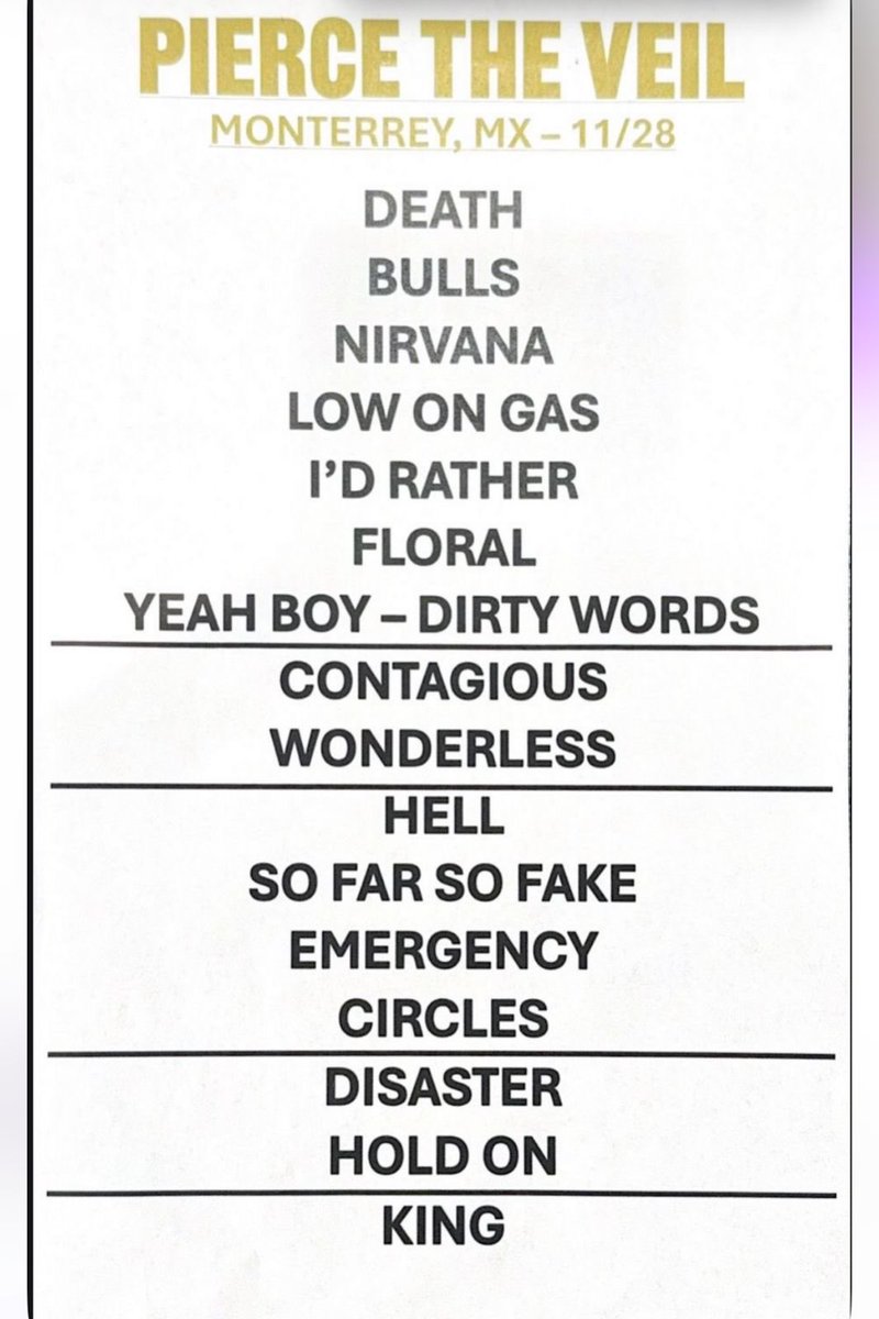 drell4a's tweet image. PTV SETLIST , MONTERREY MX / 11/28 
NO TOCARON CARAPHERNELIA VOY A LLORAR 😭😭😭😭😭