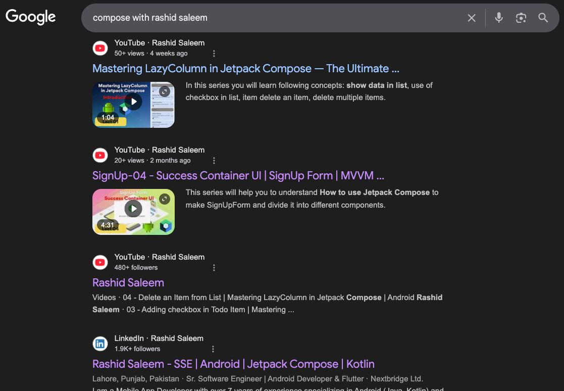 mrashidcit's tweet image. Mastering LazyColumn in Jetpack Compose — The Ultimate Guide | Android with Rashid Saleem

Complete PlayList : youtube.com/watch?v=d2Jsk7…

#Mastering #LazyColumn #JetpackCompose #Ultimate #Guide #Android #Kotlin #Programming #AndroidWithRashid #RashidSaleem
