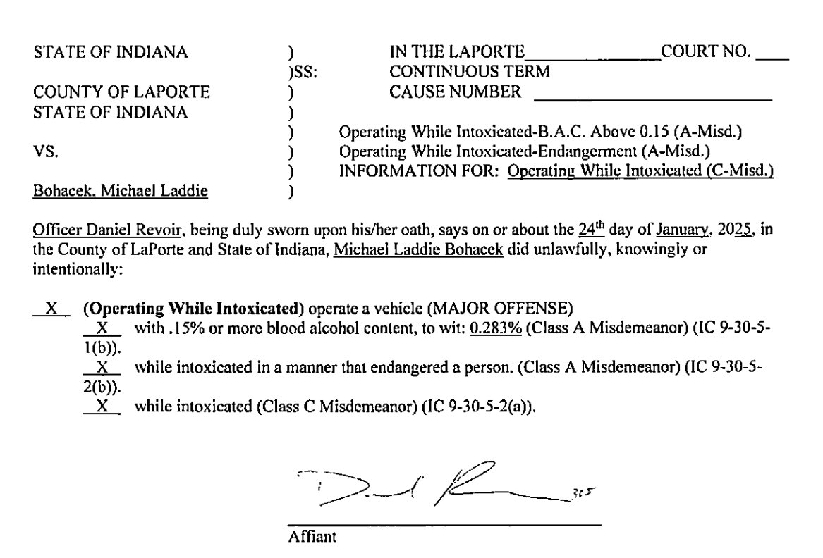 ConservativelyJ's tweet image. Drunk driving Indiana State Senator Mike Bohacek will vote "No" to redistricting because he's triggered by mean tweets from Trump. Pulled over with a 0.283 BAC, 4x legal limit, the word "retarded" is a bigger problem for him than literally risking the lives of innocent Hoosiers.