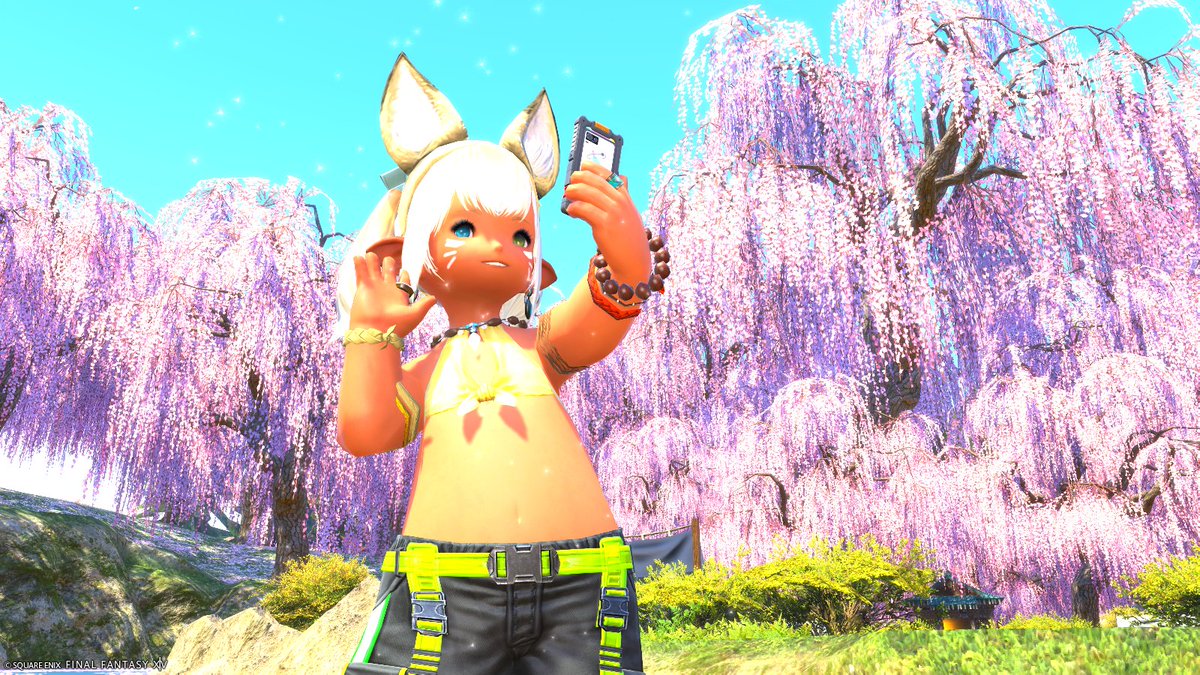 桜もキレイ #FF14 #六根山 #ララフェル