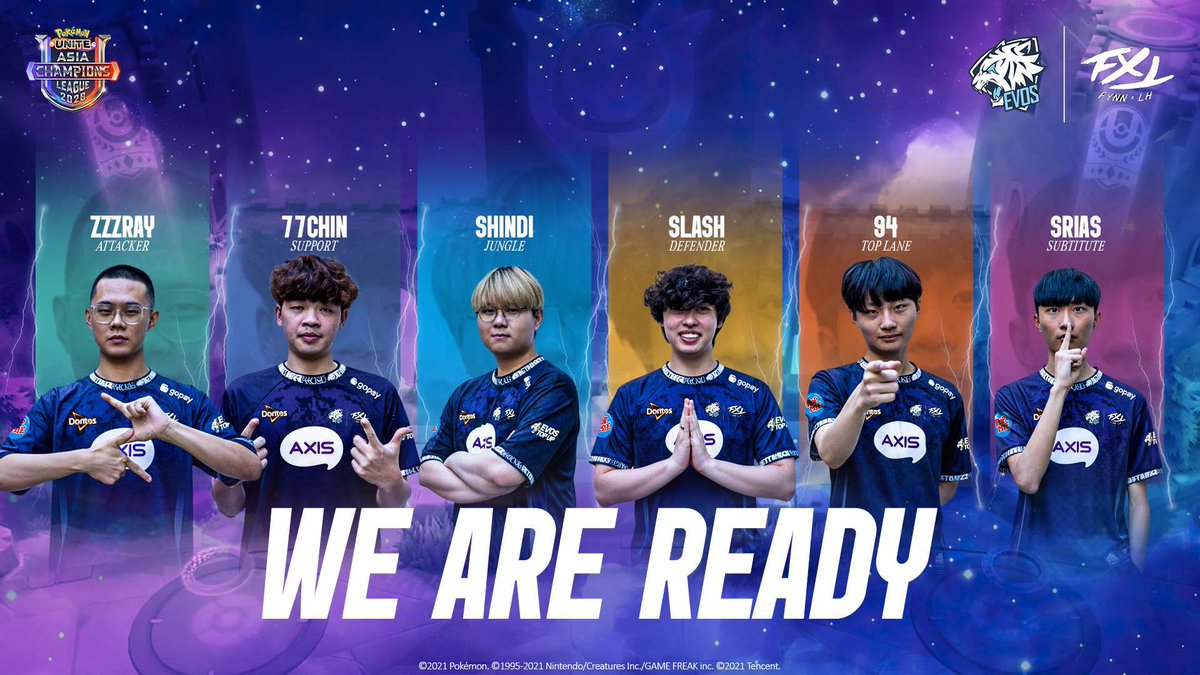 slashunite's tweet image. Game day Today with @evosesports_! 😎 

First game vs T1 Official! Wish us luck 💜 

I’ve linked the English broadcast below to help people find it ⬇️ 

#PUACL2026 #PokemonUNITE #Evosroar