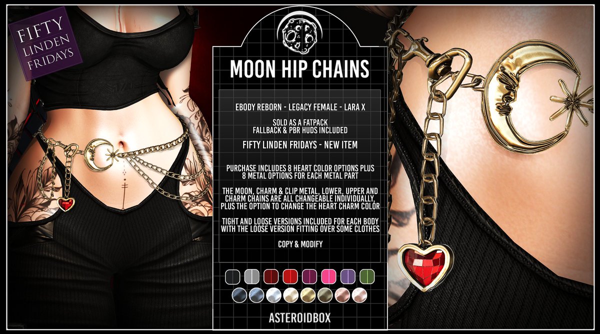 KawaiiFeedSL's tweet photo. AsteroidBox: Moon Hip Chains〡50L Friday @ Mainstore〡Taxi: https://t.co/4cTRJrOKfM
#SecondLife #AsteroidBox #50LFriday #Mainstore #KawaiiFeed https://t.co/5UO7xtLJFD