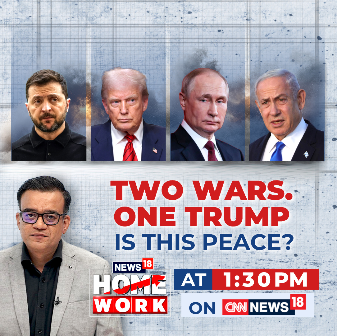 CNNnews18's tweet image. #Homework | Two wars. One Trump. A big question: Is this peace? Catch the full discussion on CNN News18 at 1:30 PM with @AmanKayamHai_ 

#DonaldTrump #Russia #Gaza #Ukraine