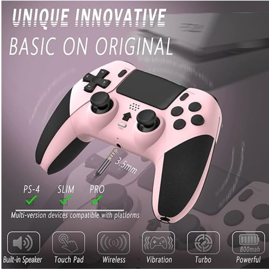 DitCompany's tweet image. Wireless Pro Controller for PS4 Controller, Game Controller Compatible with Playstation 4/Slim/Pro/PC,Built-in 800mAh Rechargeable Battery/Responsive Joystick and Buttons/Audio/Turbo (Pink &amp;amp; Black) 
#wirelesspro #controller #videogames #accessories #slim #longtime #playing