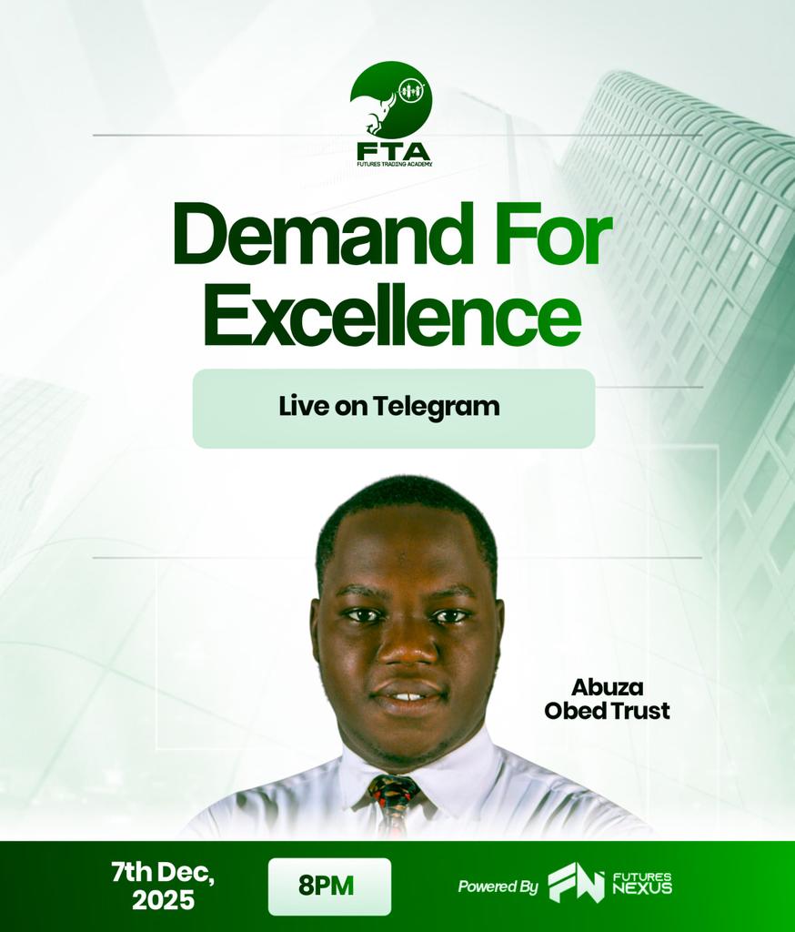 fnexushq's tweet image. If excellence is your goal, discipline is the gateway.
Join a session that doesn’t just motivate you, but transforms you.

On Sunday 7th Dec, 2025; by 8PM, live on telegram.
Join in now!

t.me/futurestrading…