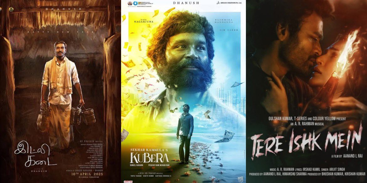 iam_Tharani's tweet image. Only #Dhanush can do THIS! 🔥
Double-digit openings in 3 languages in 1 year! 📈💥🐉

 #IdliKadai - Tamil
 #Kuberaa - Telugu
 #TereIshkMein - Hindi 

A True pan India star 🌟