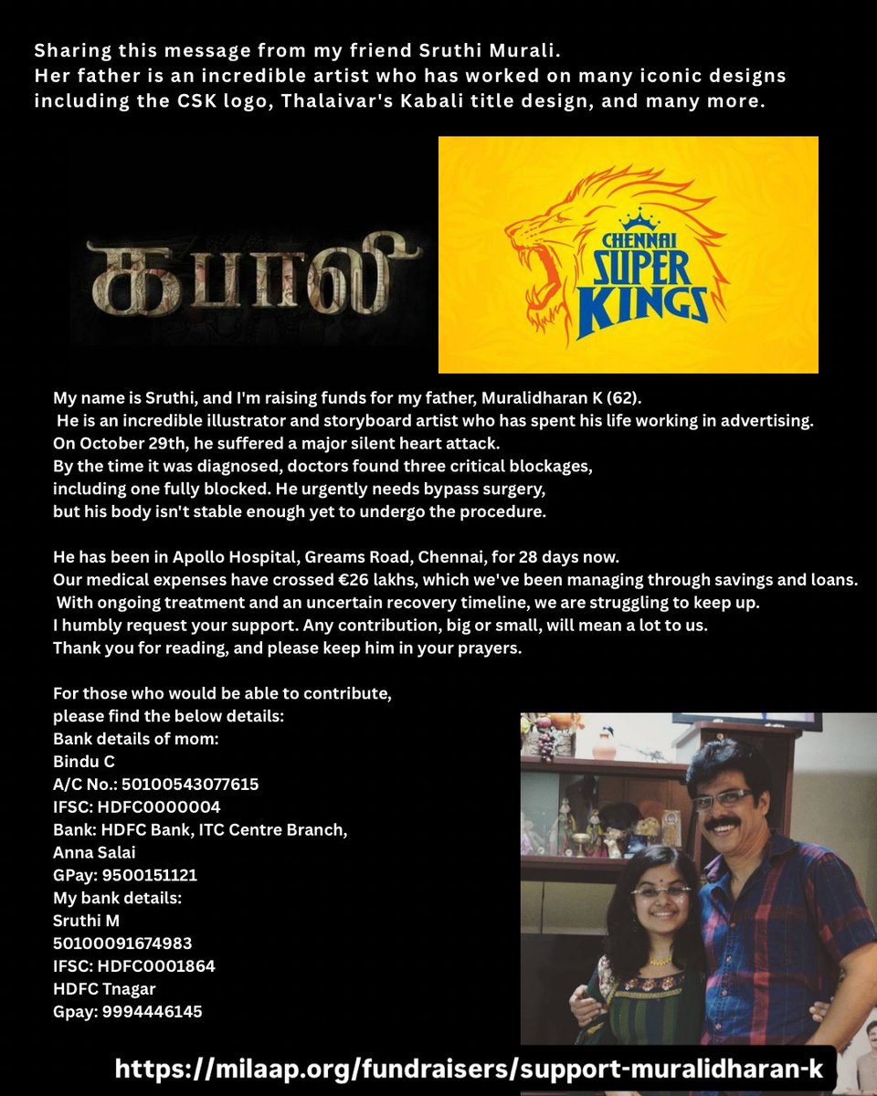 raananess's tweet photo. Whoever is seeing this post, My friend’s family is going through tough times.
Please contribute whatever you can,
or at least share it within your circle 🙏🏼
It would be a huge help.
Most importantly, please keep them in your prayers.

https://t.co/PyshlzbEKr https://t.co/0aI9QpK0BM