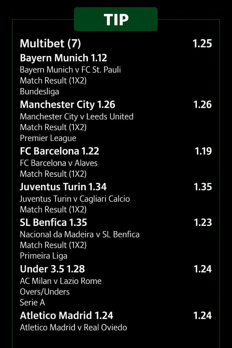 BETWAY CODE: BW24C0423C
🔥 Saturday Safe Multibet (7) 🔥
Odds: 4.94