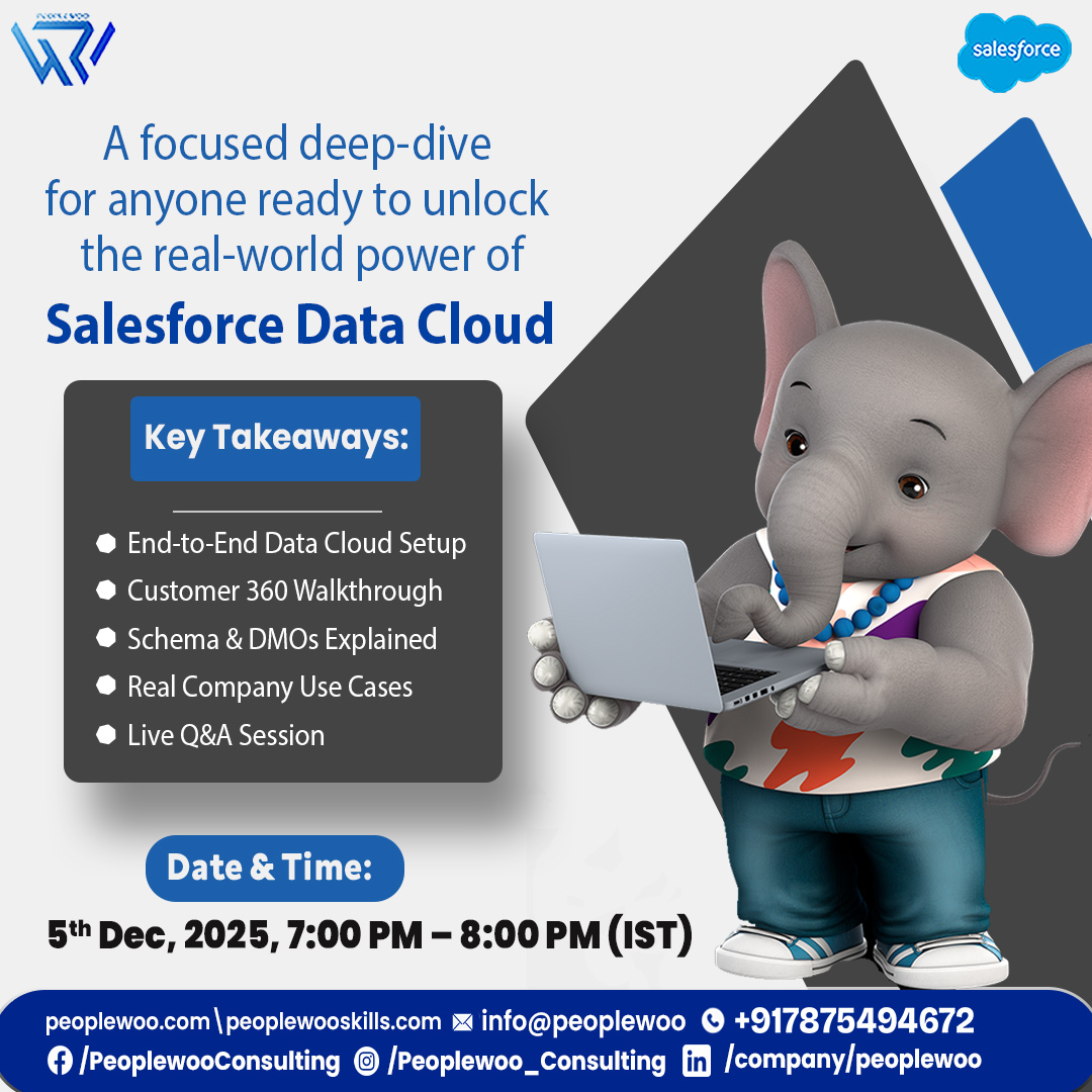 Peoplewoocon's tweet image. Register Now: 
zurl.co/3vtaW

Visit: zurl.co/fvJ2X

#Salesforce #DataCloud #DataStream #Customer360 #PeoplewooSkills