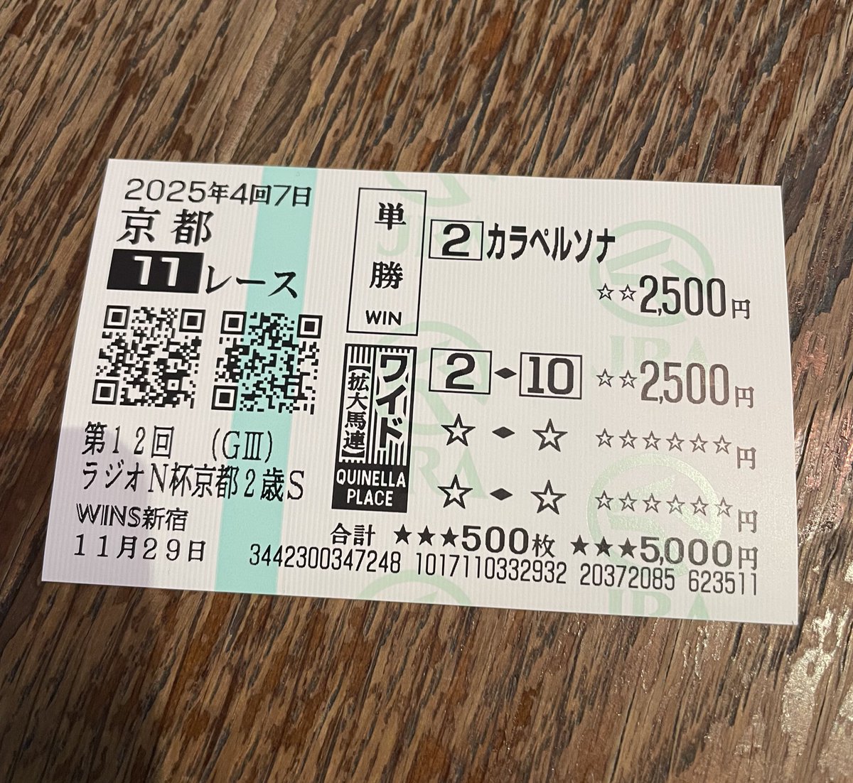 ゼンノロブロイ2003年全戦現地馬券 買った馬券を全部晒す