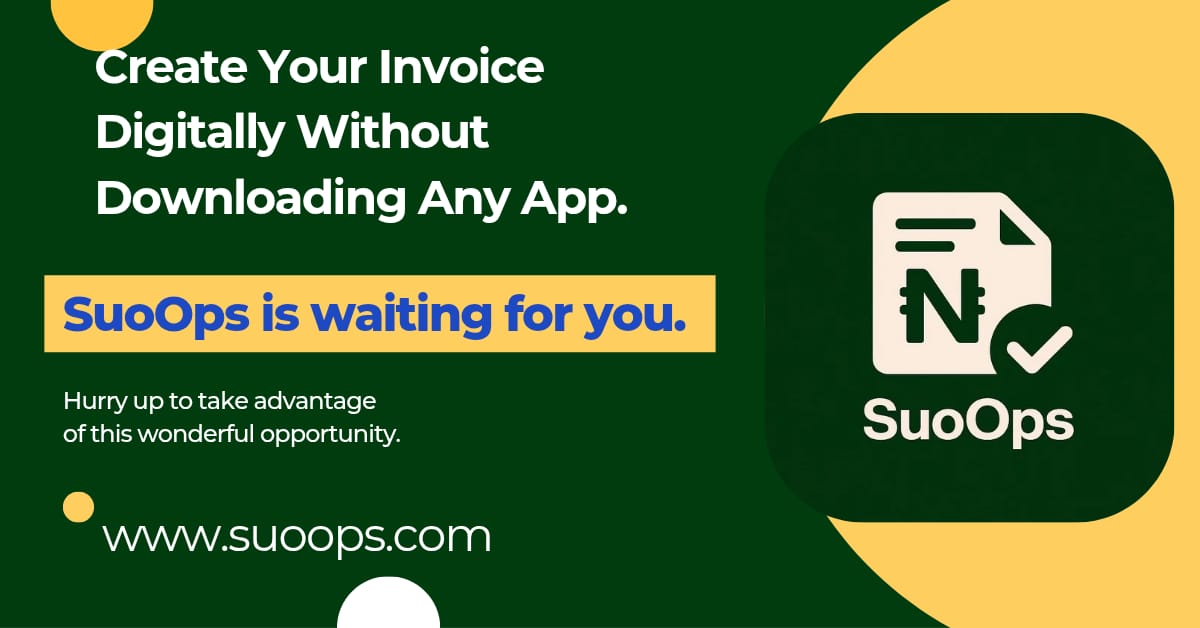 DiriAmos's tweet image. You don try SuoOps for your invoicing?
No dull oh, na the surest website to take create invoice via WhatsApp &amp;amp; Email just click on suoops.com to start.
E dey fast &amp;amp; easy
Reliable &amp;amp; AI powered to assist you with anything invoicing.

#InvoiceWithSuoOps