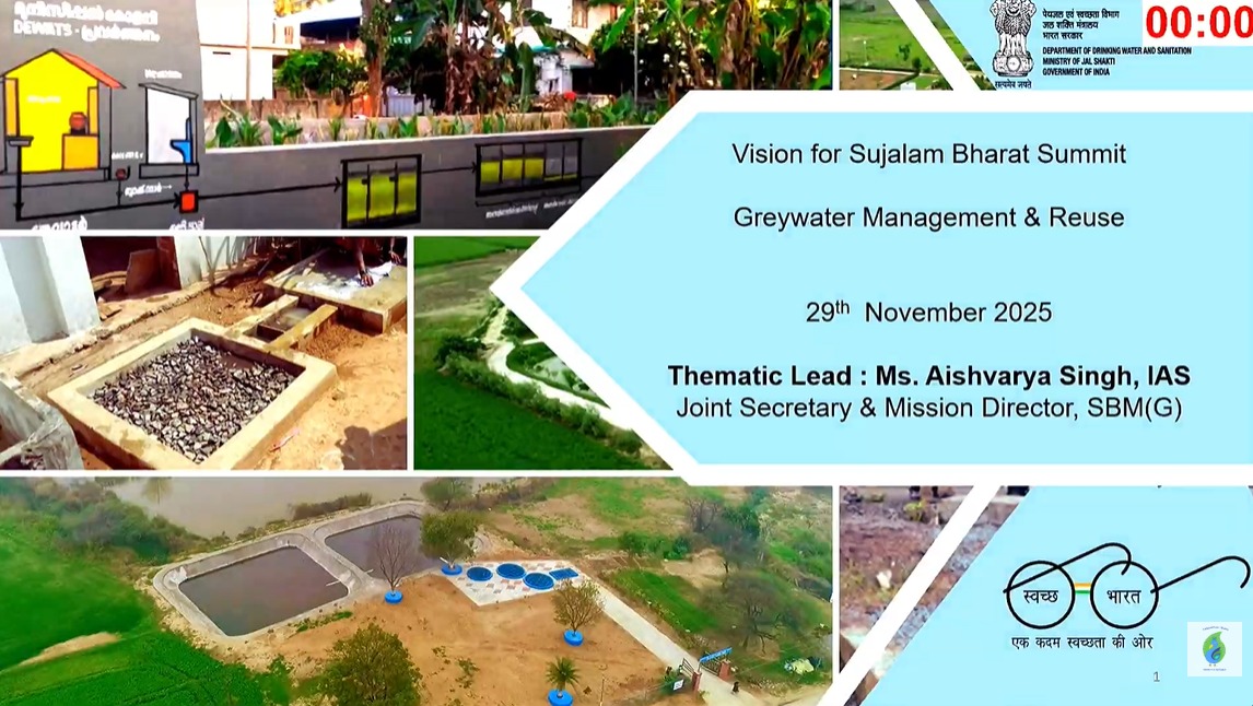 nwmgoi's tweet image. Ms. Aishvarya Singh, MD SBM-G, shares key insights on Greywater Management &amp;amp; Reuse: 3R principles, 5.39 lakh villages with GWM systems (91.8%), 24.84 lakh community assets created, along with strong financial support &amp;amp; convergence mechanisms.
#SujalamBharat
