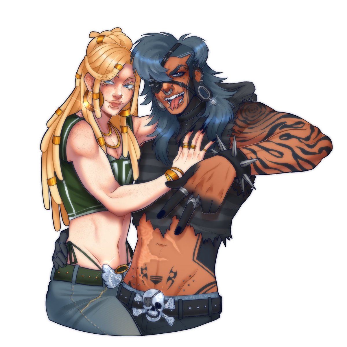 Keitoyun_'s tweet photo. Piece from a few months ago!! Ft @ggumidanshi OC Angel :3 (Left) n my OC Bato (Right) !! I still luv how this came out😖😖😖 https://t.co/9xqYIB9ewo