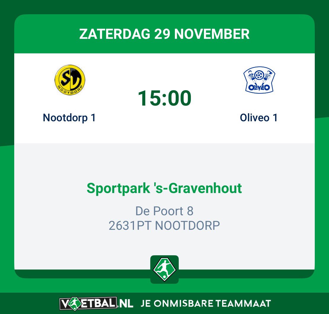 OliveoVoetbal's tweet image. MATCHDAY! Wederom een mooie derby op het programma, ditmaal tegen @svnootdorp . Bij winst doen beide ploegen goede zaken richting de bovenste plekken.
