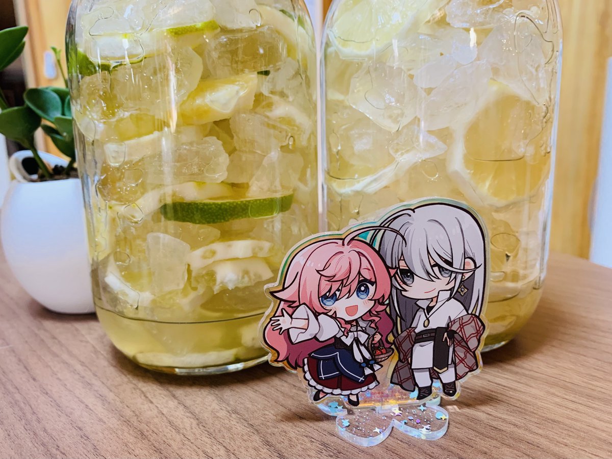 レモンシロップ🍋
氷砂糖が余りそうだったので市販のレモンも足して作りました。左のグリーンレモンが家で収穫した方！果汁がすごかったです。