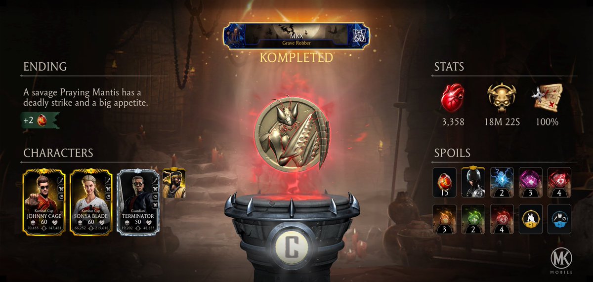 EXTRADARKEMAIL's tweet photo. I just completed a Krypt Run in Mortal Kombat mobile! Check out my stats. https://t.co/v9tInaEMpg