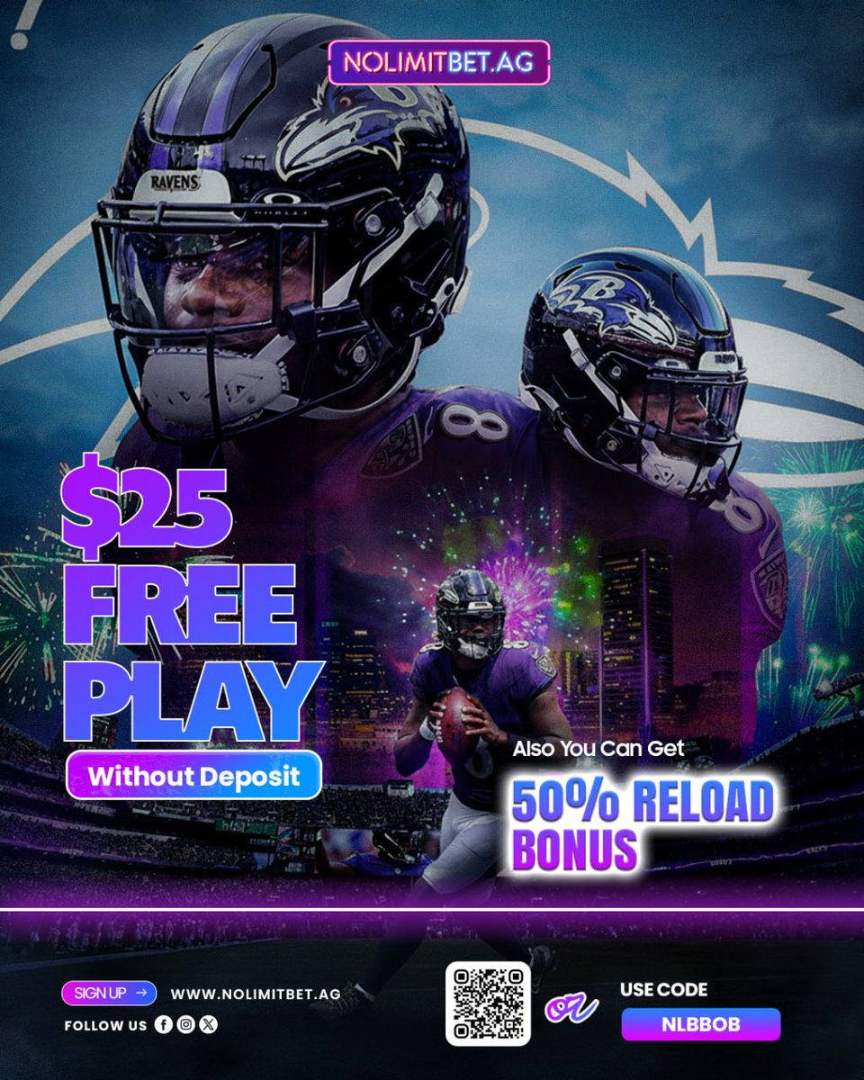 BobSportsBets's tweet photo. Purple lights. Big plays. Bigger wins. ππ
Grab $25 Free Play β No Deposit Needed & 50% Reload Bonus π―
π Claim the offer now:
https://t.co/3K2f2uphcY
#NFL #RavensFlock #FootballReels #FreePlayBonus #NoDepositNeeded #ReloadBonus #NoLimitBet #GameDayWins https://t.co/K8GBtzy8f0